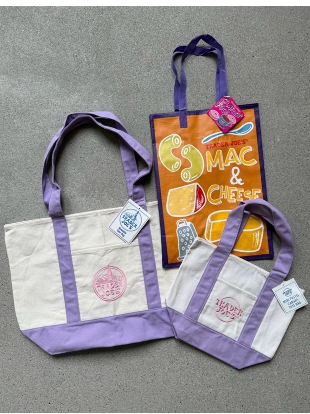 1 Large + 1 Mini LAVENDER 💜 Trader Joe’s Canvas Tote Bag SHIPS TODAY!